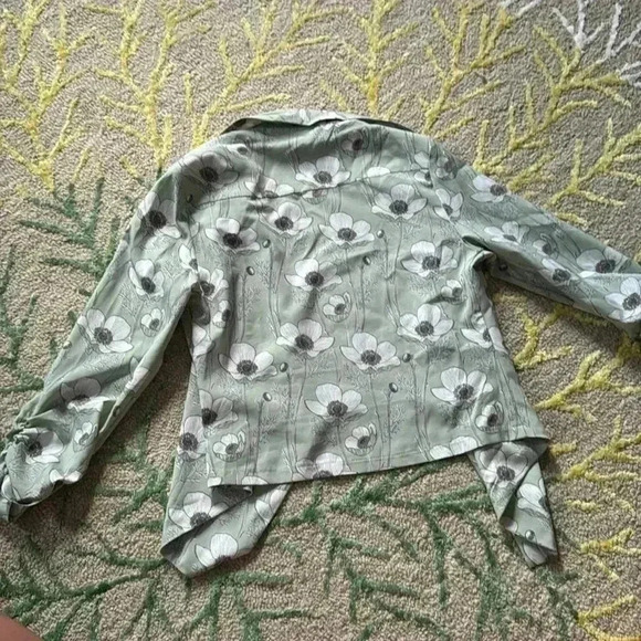 Mod Cloth lightweight Sage and floral poppy open cardigan/blazer XS - Picture 4 of 5